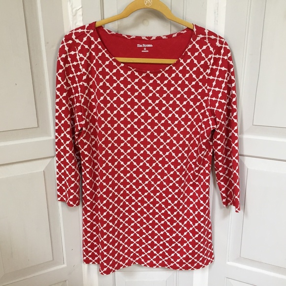 Kim Roger Red & White Latice Print Cotton Top White - Picture 2 of 15